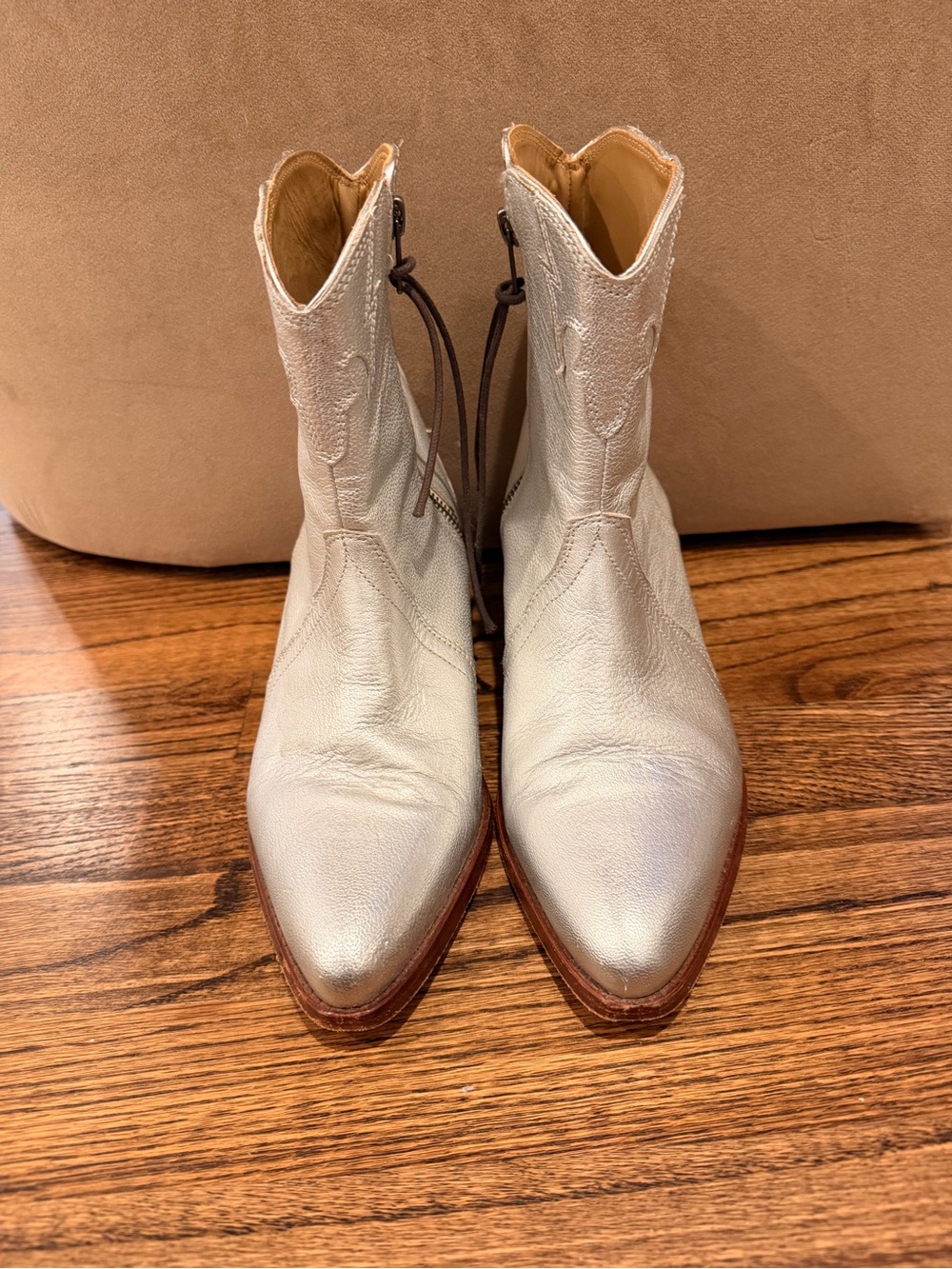 Free People New Frontier Silver Leather Western Ankle Booties